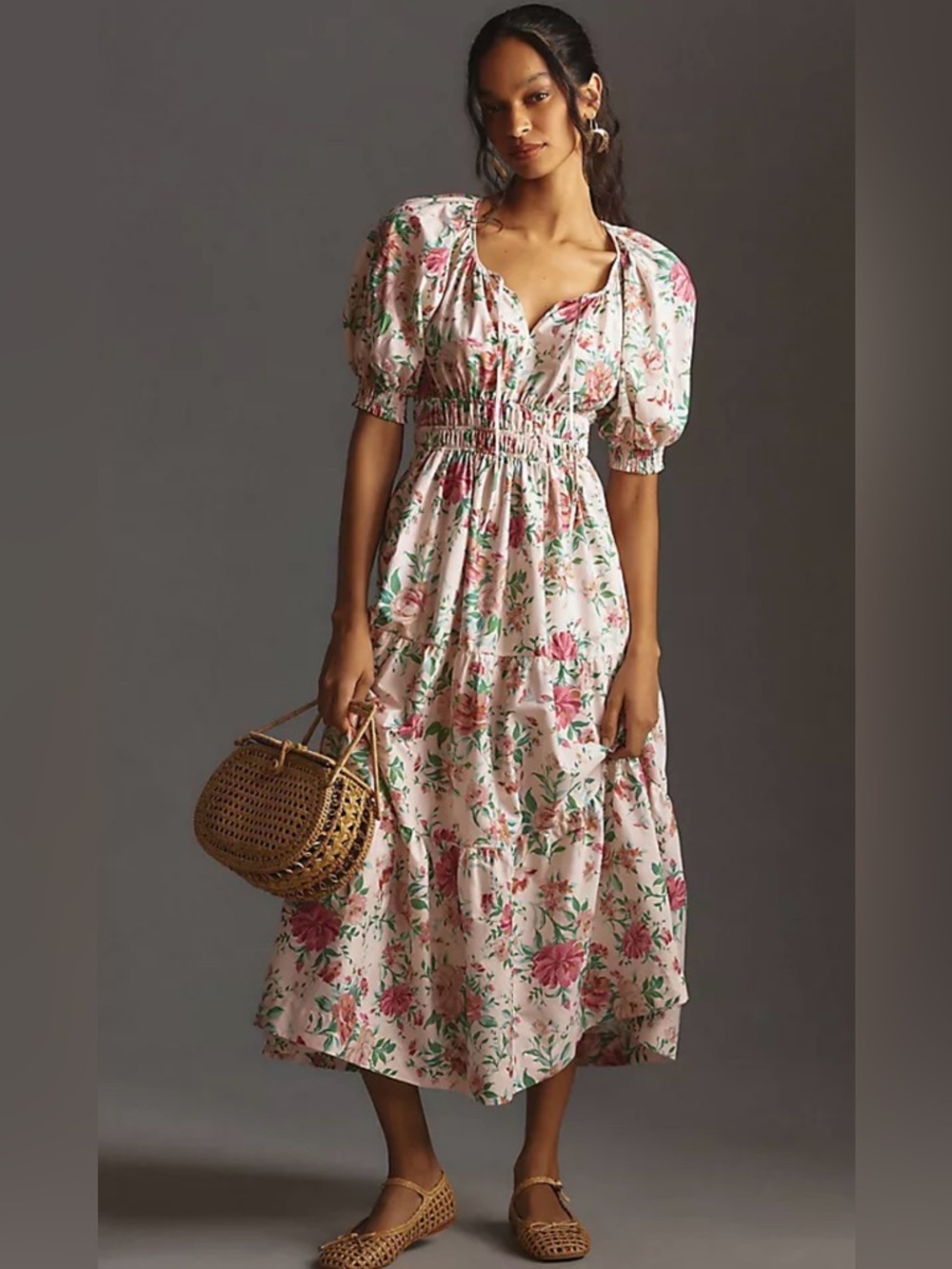 Anthropologie Maeve Somerset Puff Sleeve Maxi Dress S